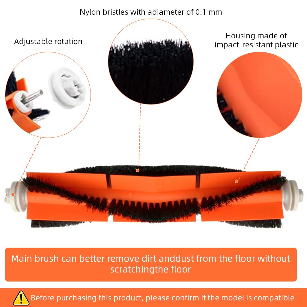 HASTHIP Replacement Vacuum Cleaner Accessories for Dreame D9 D9 Pro L10 Pro | 8 Piece Set with Main Brush Side Brushes Mop Cloth and Filters