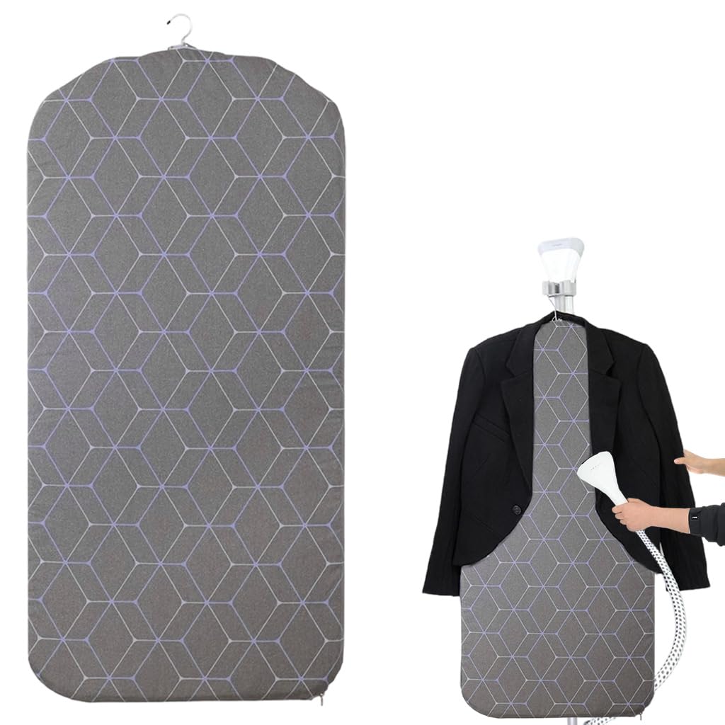 HASTHIP® Foldable Ironing Board with 360 ° Swivel Hanger Hook,44.8x89cm Travel Folding Ironing Board,Lightweight Portable Table with Padded Surface & Zipper Retro Printed Cover