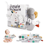HASTHIP® Libros de Tela para Bebés 0-12 Meses,Juguetes Sensoriales Educativos de Elefante,Libros Blandos Tela Suave con Sonido y Texturas Libro Educativo Actividad Impermeable Regal