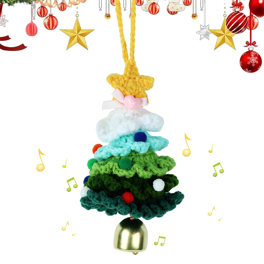 HASTHIP Crochet Christmas Tree for Holiday Décor with Bell and Handmade Green Ornament | Gift Idea