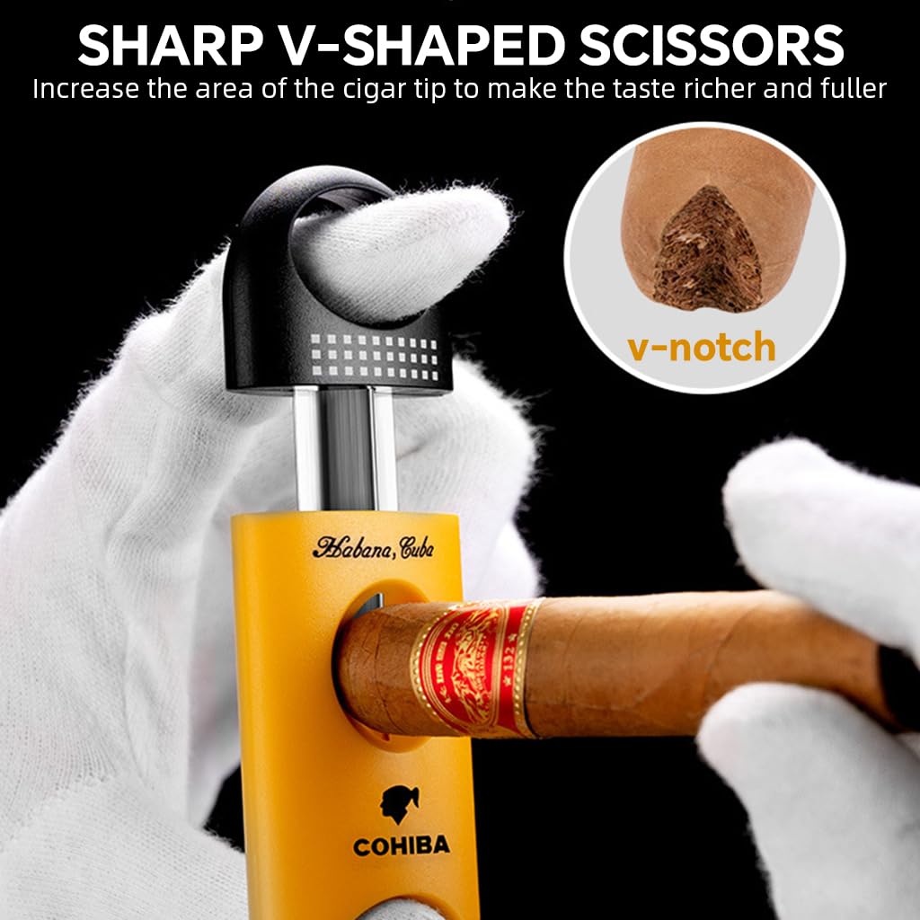 HASTHIP Cigar Cutter Set for All Cigar Sizes with 23mm V Cutter and 8mm Punch | Stainless Steel Gift