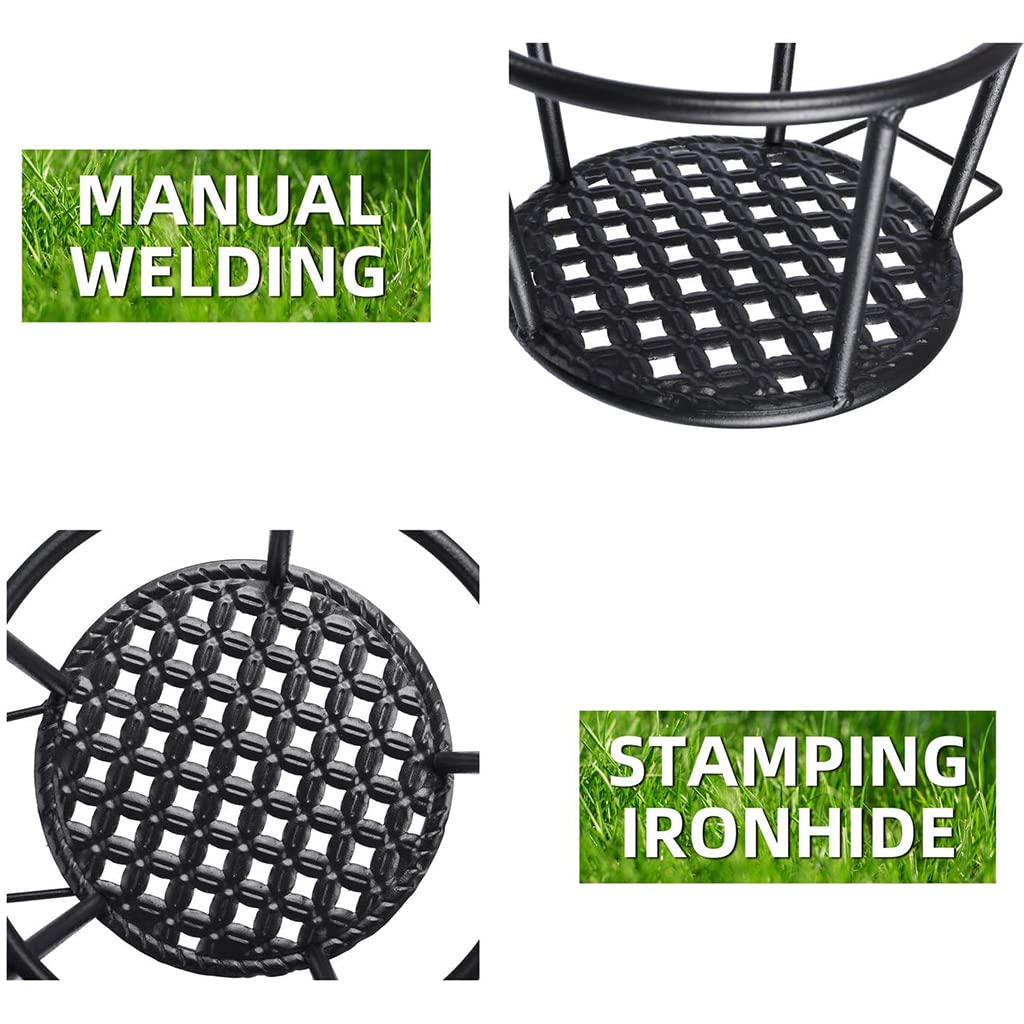 HASTHIP Flower Pot Stand for Railing Planters featuring Dual Hook Design and 8.6 in Tray | Wrought Iron Balcony Holder