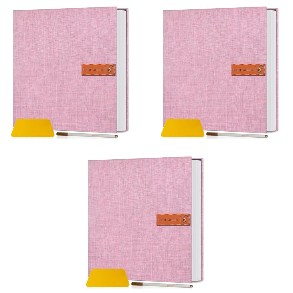 HASTHIP DIY Photo Album for Memories with 40 Pages and Aluminum Spindle Binding | Linen Cover Scrapbook for Family and Travel Photos