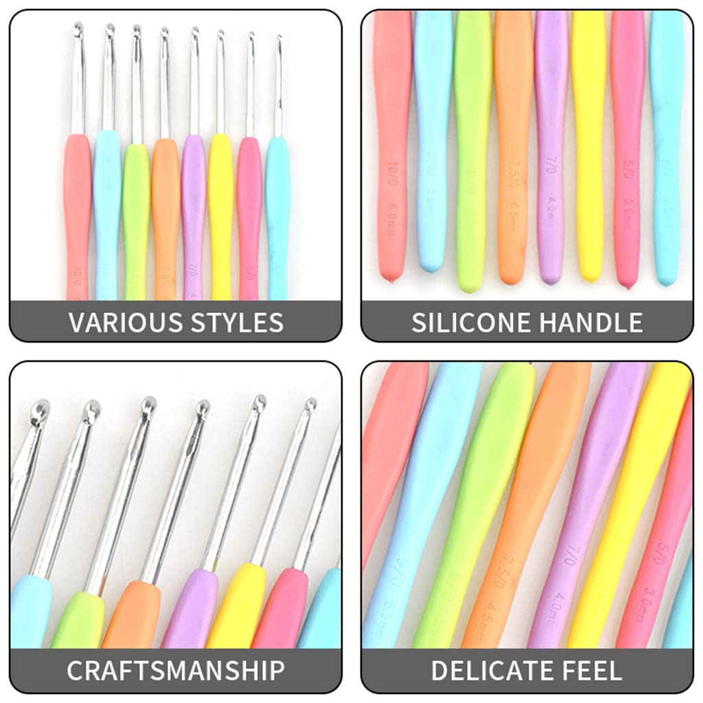 HASTHIP Crochet Hooks Set 16pcs for Yarn Crafts with Soft Grip Rubber Handles and 10 Markers