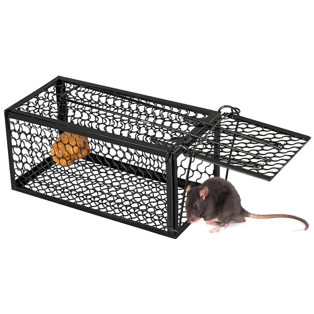 HASTHIP Rodent Trap for Kitchen and Garage featuring One Way Spring Loaded Door 30x14x14cm