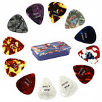 HASTHIP Guitar Picks Set for Acoustic and Electric Guitar with 12 pcs 0.46–1.5mm Celluloid | Ergonomic Grip and Metal Box
