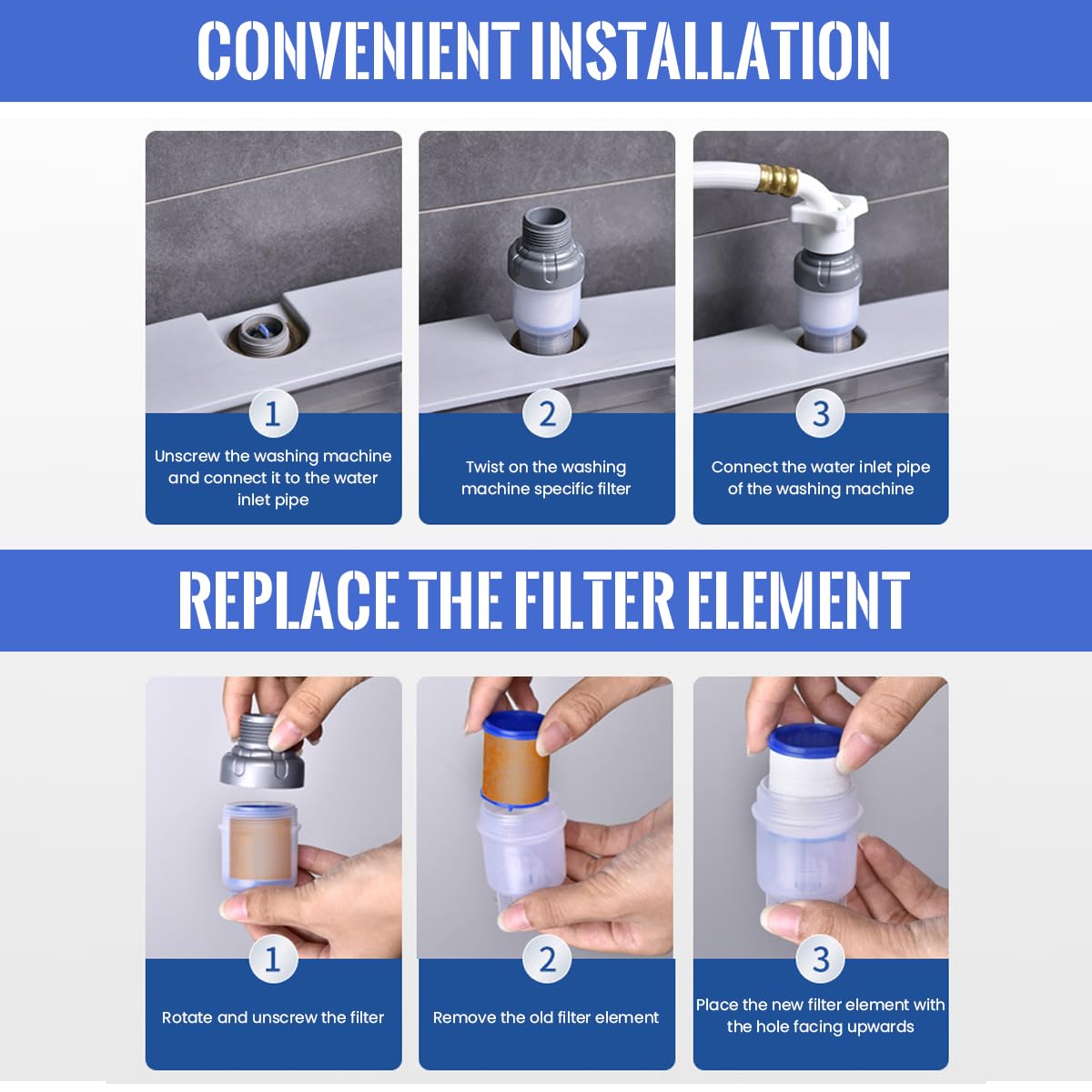HASTHIP Washing Machine Inline Water Filter for Hard Water and Chlorine Removal | 2PCS