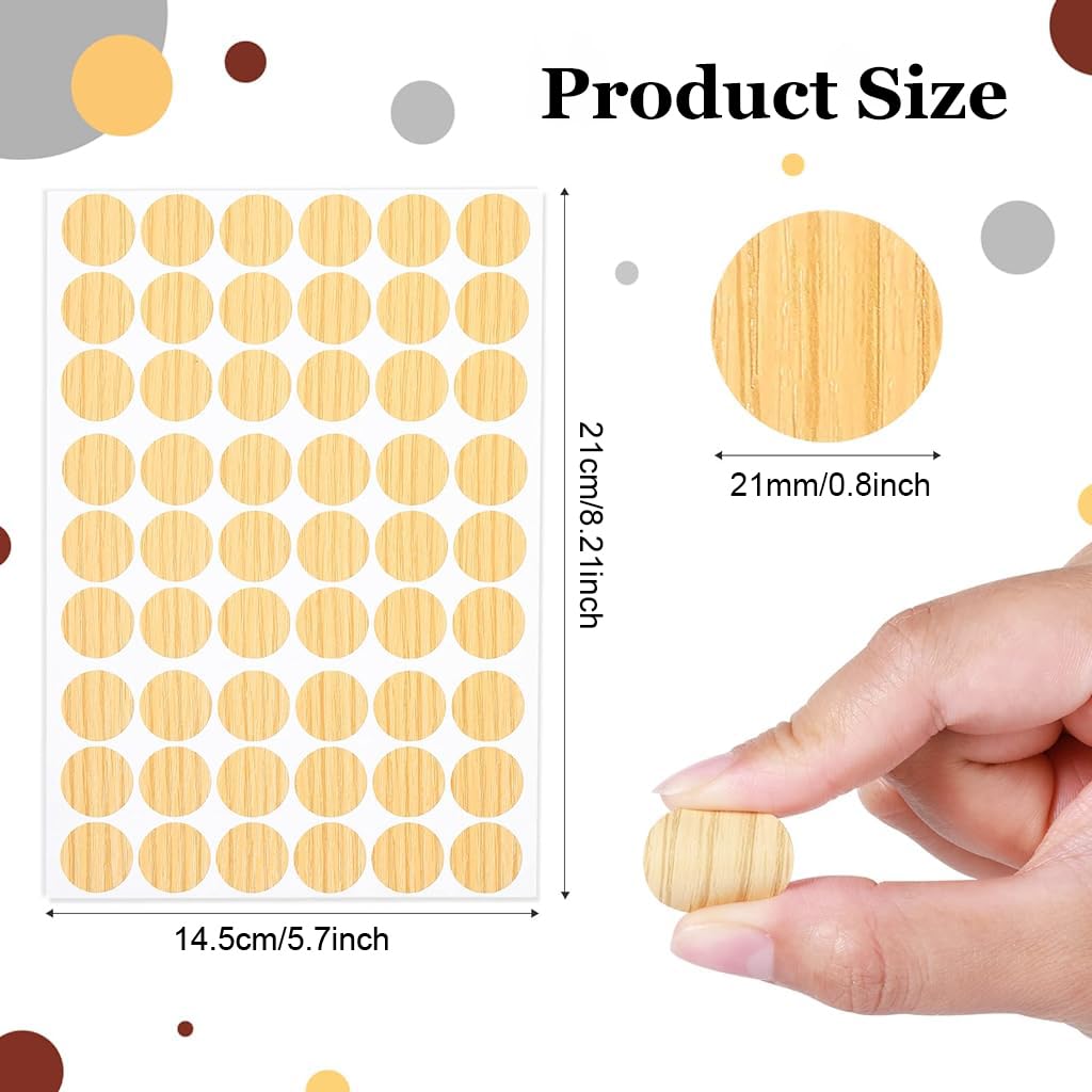HASTHIP Screw Covers for Furniture with 864 Self Adhesive PVC Caps | 16 Color Wood Stickers