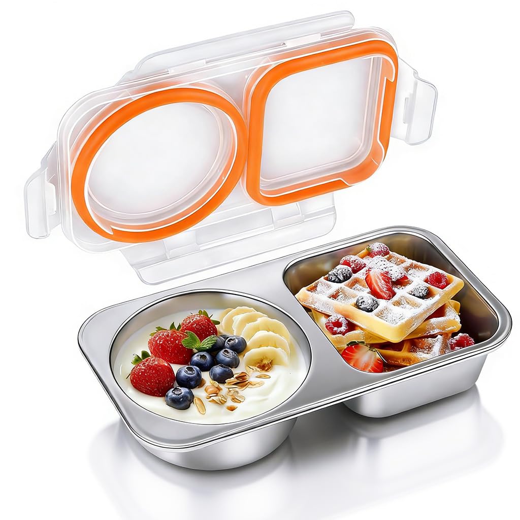 HASTHIP® Stainless Steel Food Containers 500ml – Stackable Leakproof Lunch Box with Four-Side Locking Lid, Durable 304 Metal Bento Snack Container for Meal Prep, Oven Freezer Dishwasher Safe