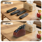 HASTHIP Remotes Organizer for Desk and Living Room featuring 5 Compartments | PU Leather Holder