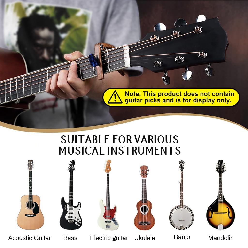 HASTHIP Guitar Capo for Acoustic and Electric Guitars with Built-In Pick Holder and 3 Picks Included