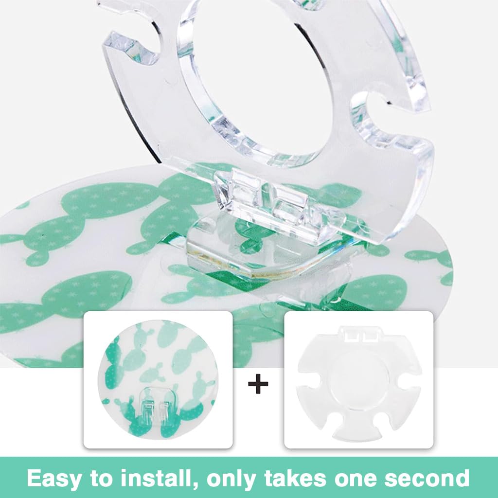 HASTHIP Wall Toothbrush Holder for Bathroom with 4 Slots and Central Toothpaste Organizer | Self-Adhesive Floral and Cactus Design Pack of 2