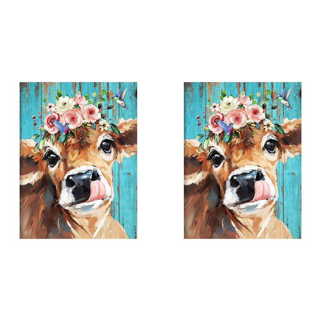 HASTHIP Diamond Painting Kit for Adults and Kids with 30 x 40cm Full Drill Cow Art | 2PCS Set