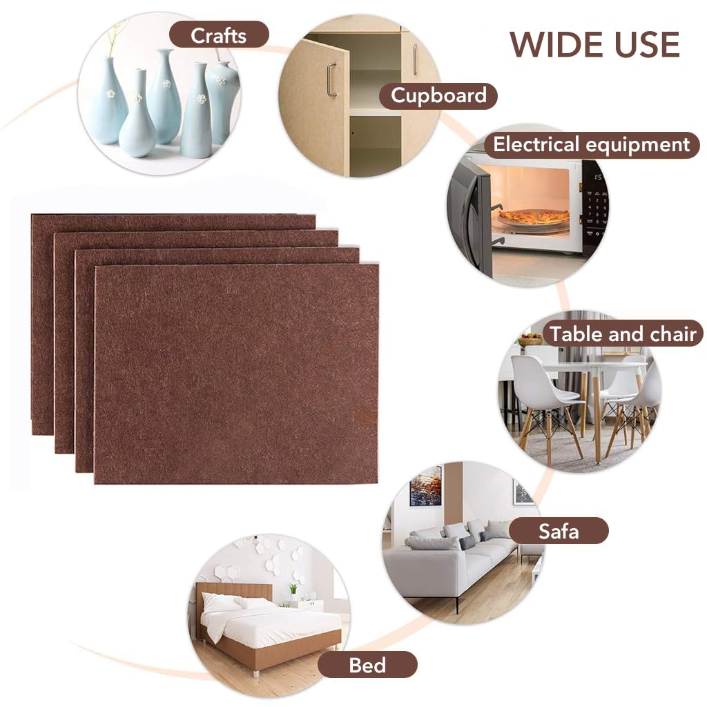 HASTHIP Furniture Felt Pads 4 Pack for Hardwood Floors with 3M Self Adhesive | Non Slip Cuttable Floor Protector