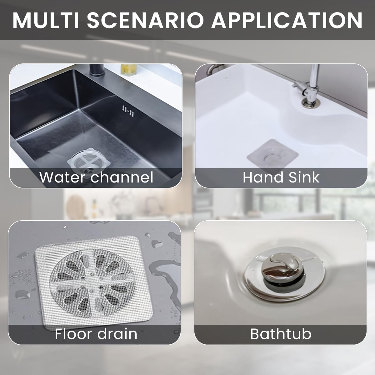 HASTHIP Disposable Shower Drain Cover for Bathroom and Kitchen featuring Adhesive Mesh 40 Pack | 4 x 4 in Hair Catcher Stickers
