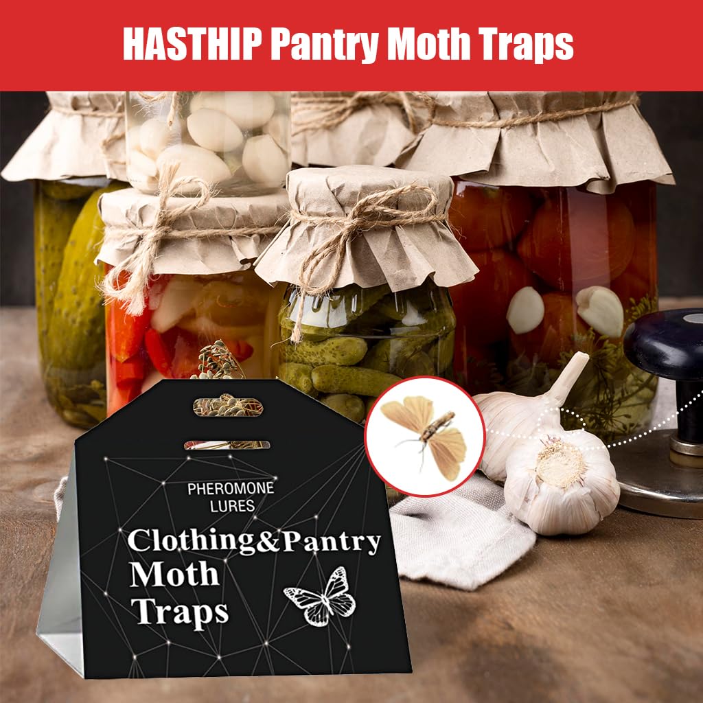 HASTHIP Moth Traps for Clothes and Pantry with Strong Glue Backing and Pheromone Lure 10PCS
