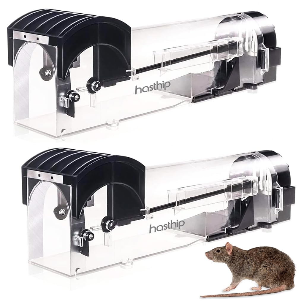 HASTHIP® 2 pieces Mice Trap Cage for House Garden Patio, 32 cm Humane Mouse Trap Cage, Reusable Enlarged Smart Rat Catcher and Rodent Trap
