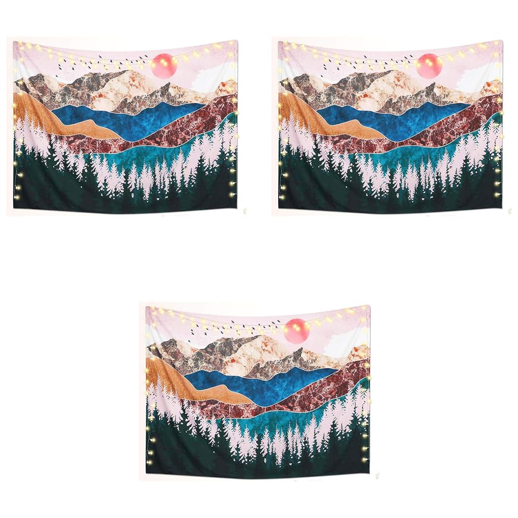 HASTHIP Sunset Forest Tree Mountain Tapestry for Bedroom 51x59in | HD Printed Polyester Wall Art