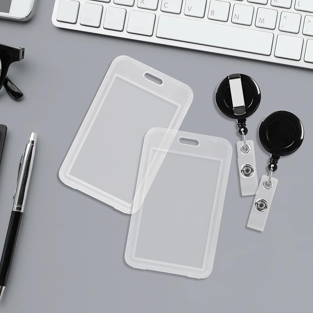 HASTHIP® 2 Pack Transparent Plastic Vertical Badge Holders