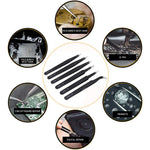 HASTHIP Tweezers Set for Electronics and Craft with Anti Slip Matte Handle | 6 Pcs Stainless Steel Precision Tools