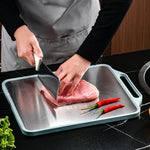HASTHIP® Double-Sided Cutting Board - Stainless Steel Cutting Board & Wheat Straw Chopping Board for Meat Fruit Veggies,