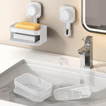 HASTHIP Silicone Soap Holder for Bathroom with Quick Drain Design and White Sponge | Stickable Anti Slip Dish for Kitchen and Sink