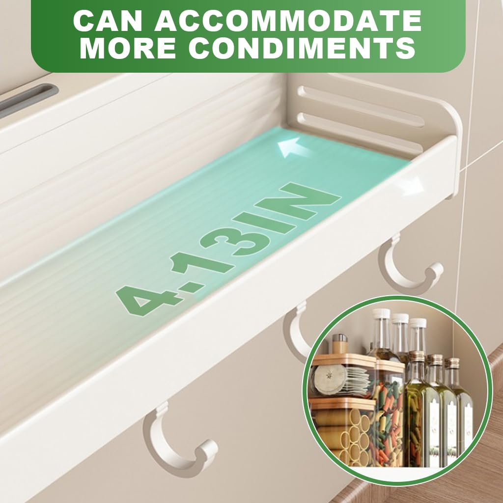 HASTHIP Spice Rack Organiser for Kitchen Wall featuring Under Shelf Hooks and Towel Bar 23.6 in