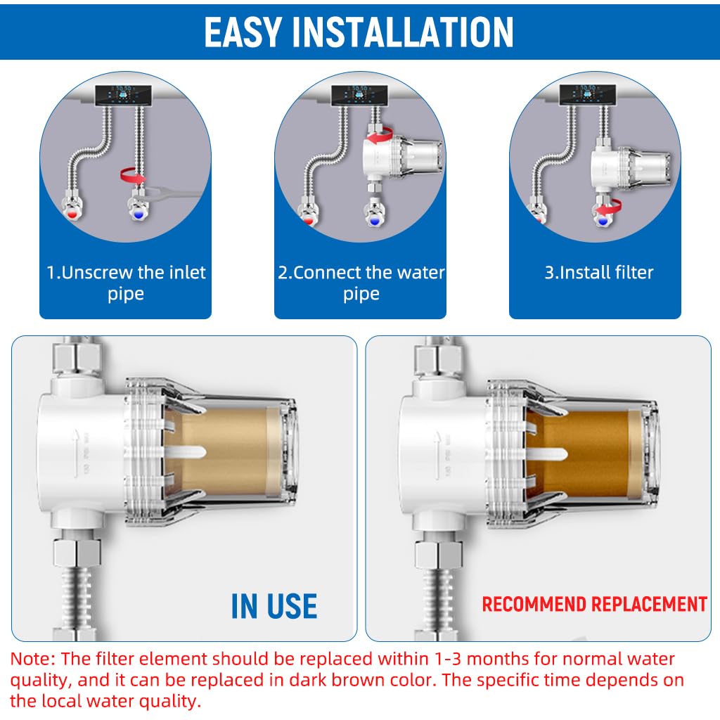 HASTHIP Water Filter for Tank Heater and Washing Machine with Clear Housing and 1/2 inch Thread | PP Fiber Filtration for Sediment and Rust Removal