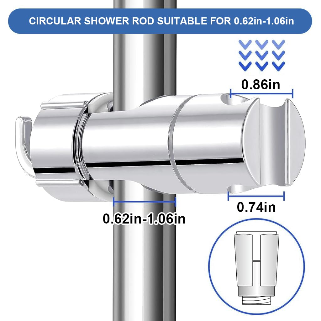 HASTHIP Bathroom Shower Head Holder for 16–27mm Slide Bar with Dual Hooks | Adjustable ABS Bracket