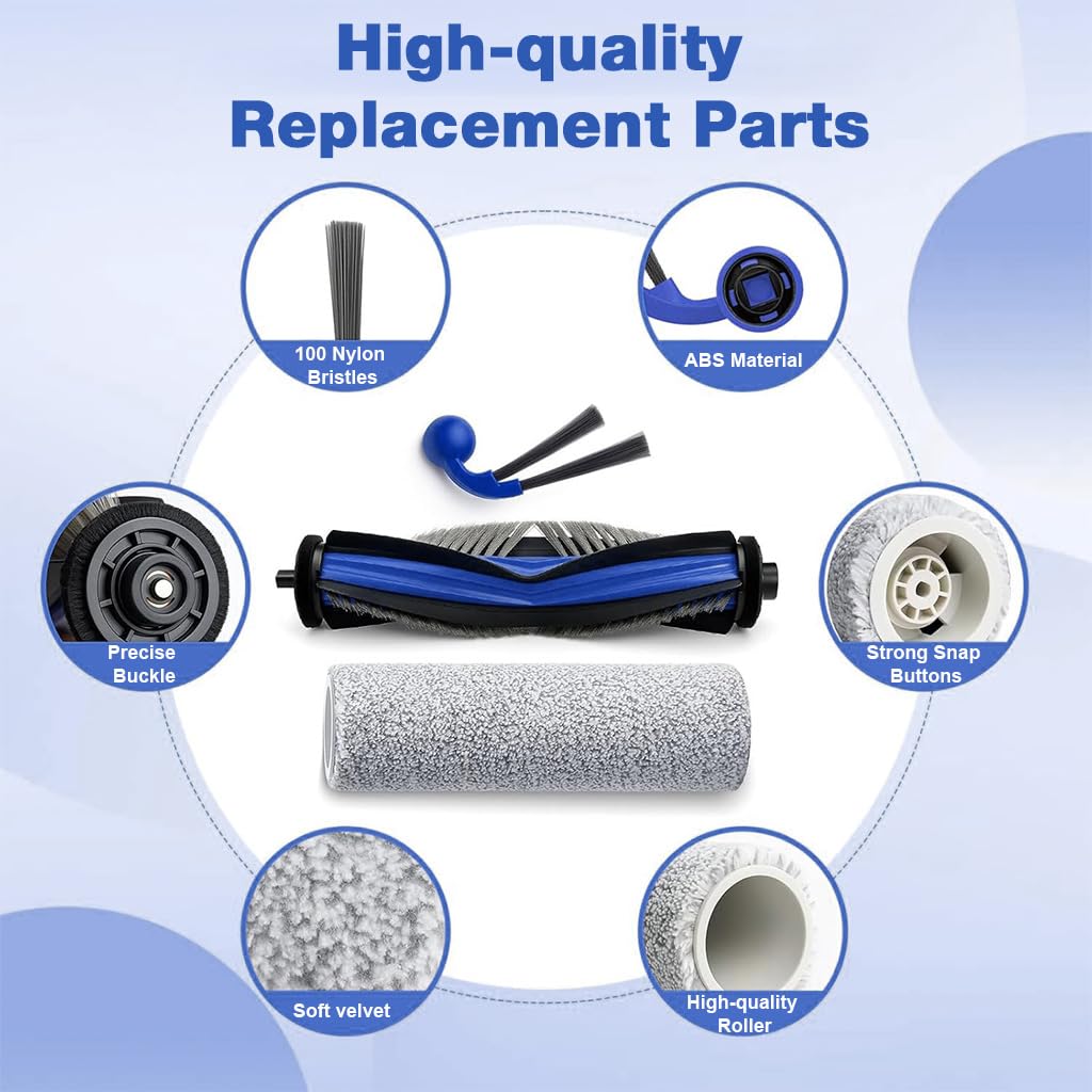 HASTHIP® Compatible with DEEBOT T80 OMNI/for Yeedi M14 Plus, 10Pcs Replacement Accessories Kit, with Main Roller Brush, Side Brushes, HEPA Filters, Dust Bags, and Microfiber Mopping Pad