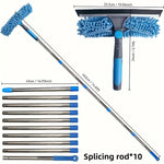 HASTHIP Window Cleaner Kit with 20 ft Reach Extension Pole and 2 in 1 Rotatable Squeegee | Blue
