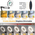 HASTHIP Magnifying Glass with Light for Reading and Crafts featuring 10X Lens and 2-in-1 Clamp Stand | 5 Color Modes Adjustable Lamp