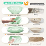 HASTHIP Silicone Bread Basket for Sourdough Proofing with 9.6 in Round Folding Design | 2 PCS Green