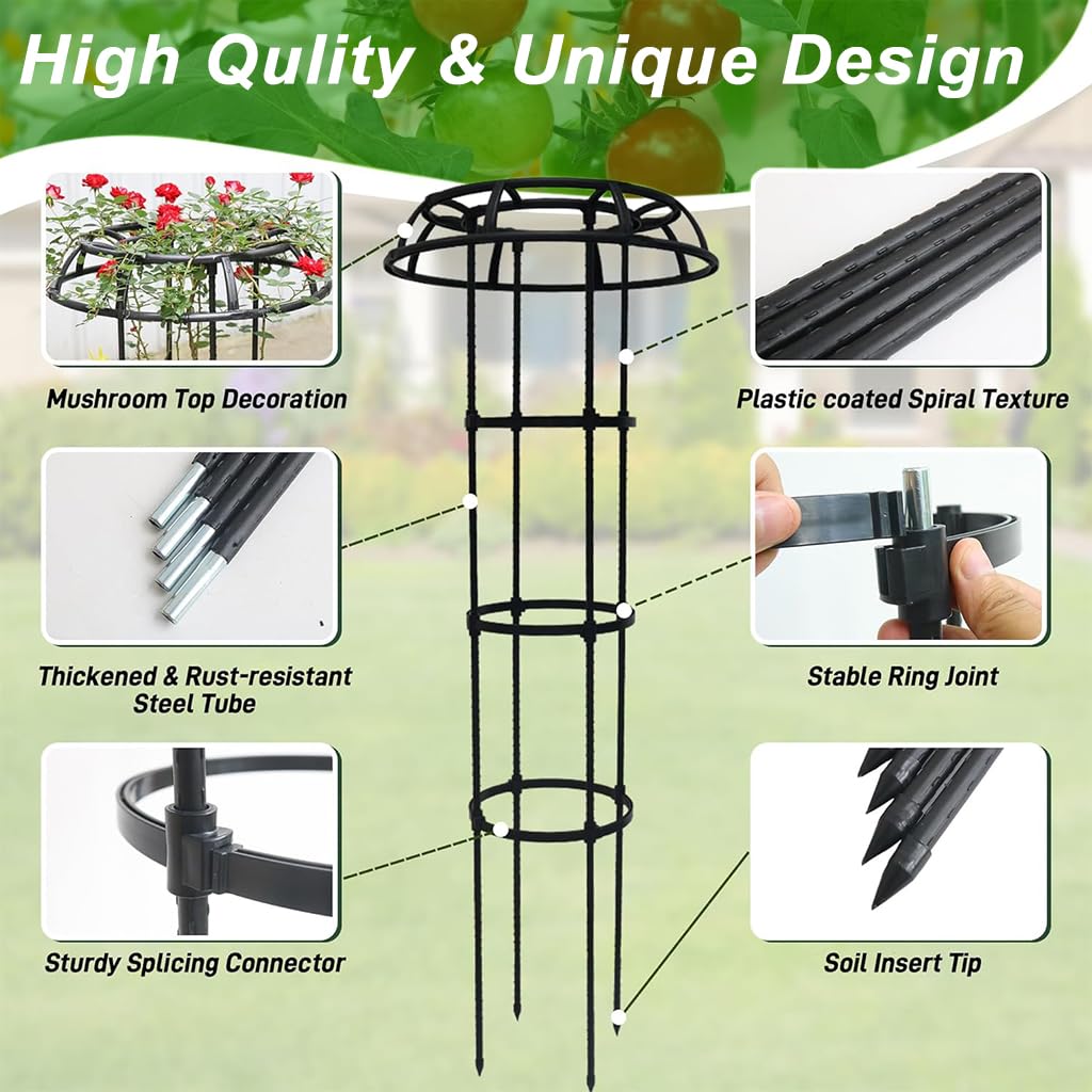 HASTHIP Upright Trellis for Climbing Plants with Hollow Roof Design and 135 cm Height | Steel Frame Adjustable Support for Indoor and Outdoor Gardening