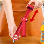 HASTHIP Retractable Multifunctional Can Opener with Adjustable Stainless Steel Cap Remover (Red)