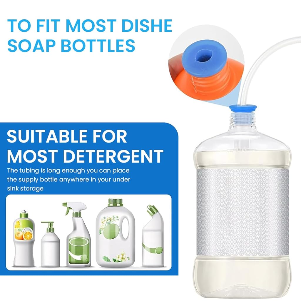 HASTHIP® Modern ABS Soap Dispenser with Extended 3.3ft Tube, Smooth Pump Action, Rust-Resistant Finish, Easy Install, Stylish Sink Accessory for Kitchen