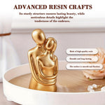 HASTHIP Romantic Couple Desk Statue for Home Decor with 1.96x4.21 in Golden Resin Finish