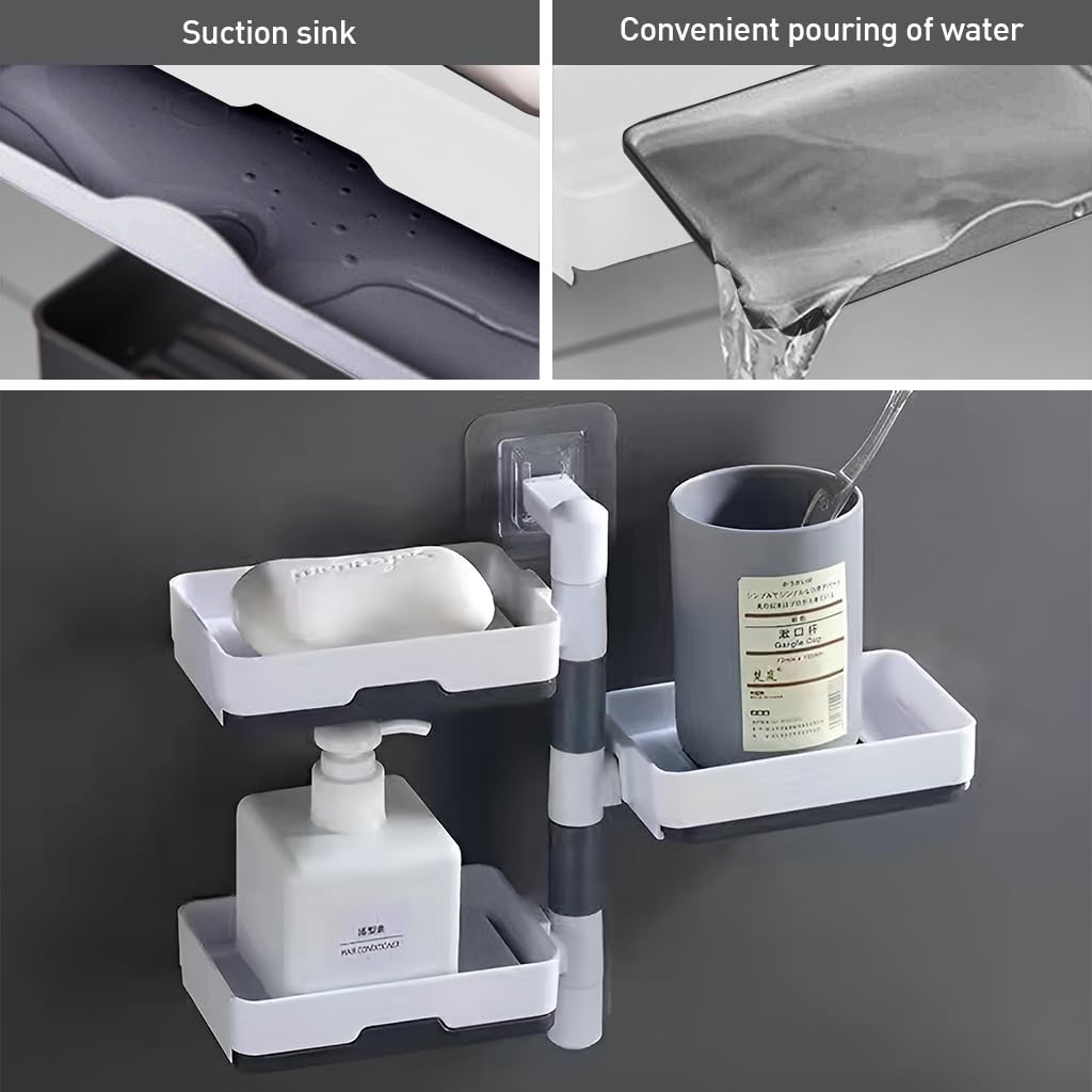 HASTHIP Soap Holder for Bathroom and Kitchen featuring 3 Layer Rotatable Design | 5 Kg Suction Cup
