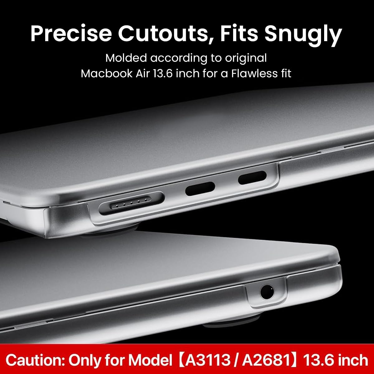 HASTHIP Laptop Soft Shell Case for MacBook Air 13.6 inch featuring Matte Grey Anti Fingerprint Cover