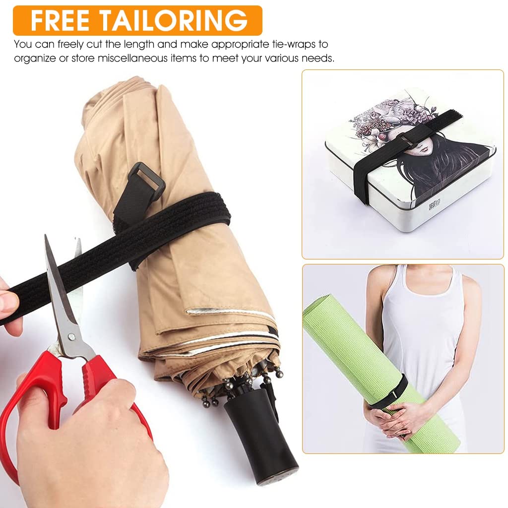 HASTHIP Cable Organiser Ties for Home and Office Use featuring 5m Roll and 25 Buckles | Adjustable Nylon Hook and Loop Strap