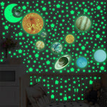 HASTHIP Glow in The Dark Wall Stickers for Kids Room with 520 pcs Solar System Set | Self Adhesive Fluorescent Green Decoration