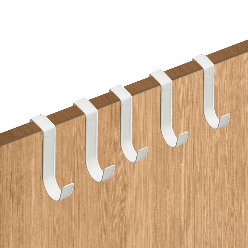 HASTHIP over the door hooks for home and office use with sturdy metal design | set of 5 white multipurpose hanging hooks