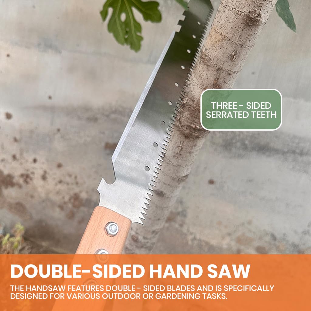 HASTHIP Hand Saw for Gardening with 77cm Double Sided Blade and Wooden Handle | Detachable Screw Fasteners