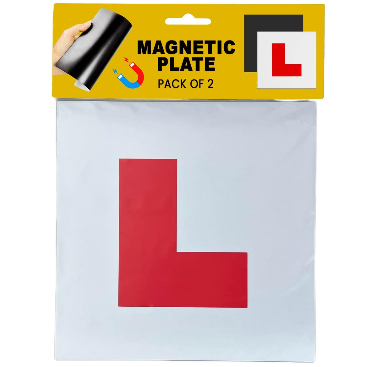 HASTHIP® 2PCS Imanes Magnéticos Reflectantes para Coche 7'' Placa de Aprendizaje L Reutilizable,Señal de Conductor Novel Seguridad Vehicular,Fácil Quitar Alta Visibilidad Día y Noche