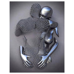 HASTHIP Wall Decor Painting for Living Room featuring 11.8x15.7 in 3D Metallic Couple Art | Frameless Modern Canvas