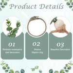 HASTHIP® 6Pcs Napkin Rings Eucalyptus Leaf Hemp Rope Napkin Rings Rustic Style Napkin Rings Holder Decorative Table Napkin Rings for Festival, Wedding, Christmas