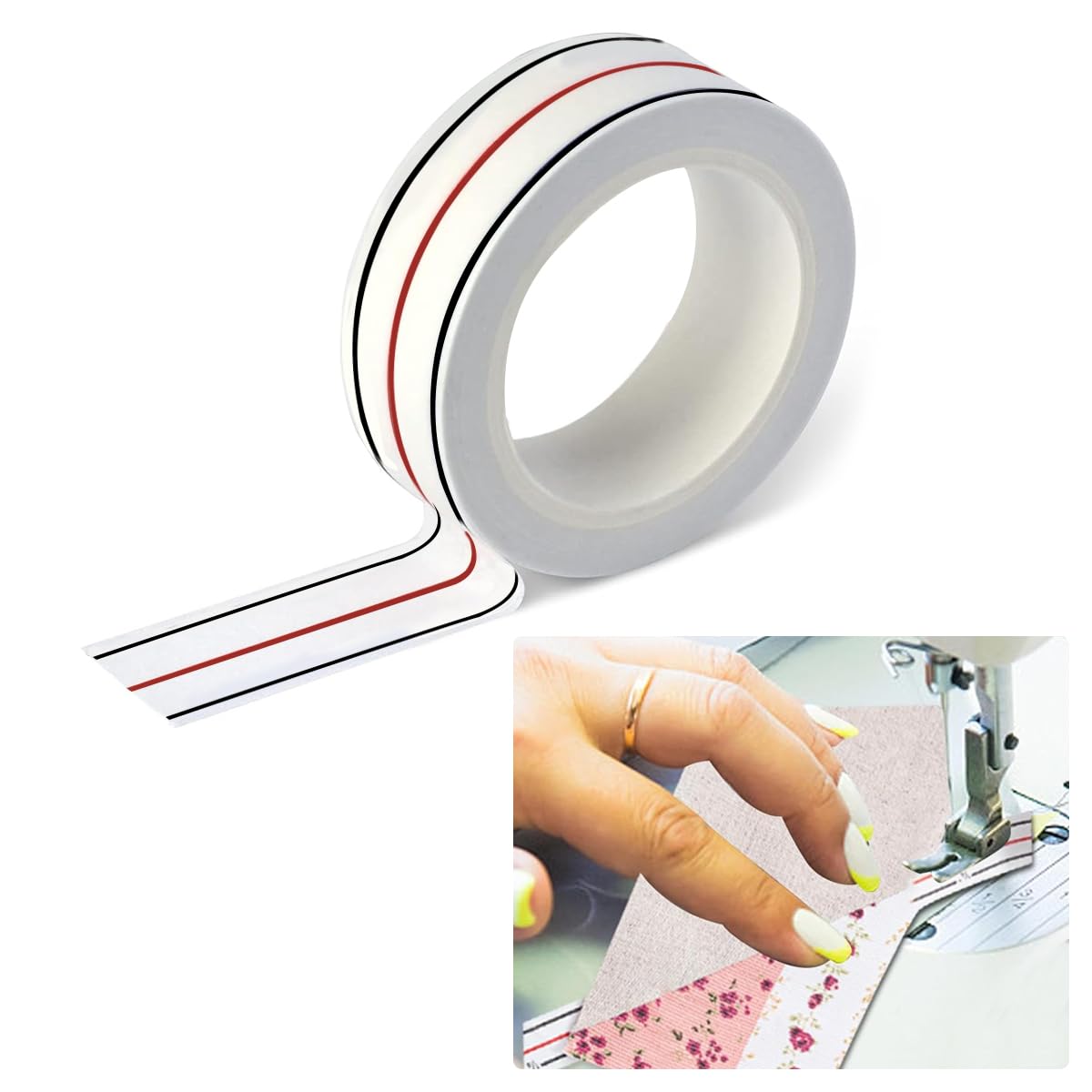 HASTHIP Diagonal Seam Tape for Sewing with 1/4 Inch Guide Line 10 Yard Roll | Easy Removal
