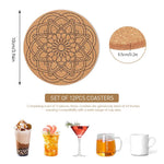 HASTHIP Mandala Coasters for Tea and Coffee Cups with 12pcs 3.9 in Cork Design | Organizer Rack Gift Set