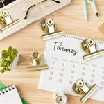 HASTHIP Magnetic Clips for Fridge and Whiteboard with Strong Magnet 10Pcs Golden Metal Set