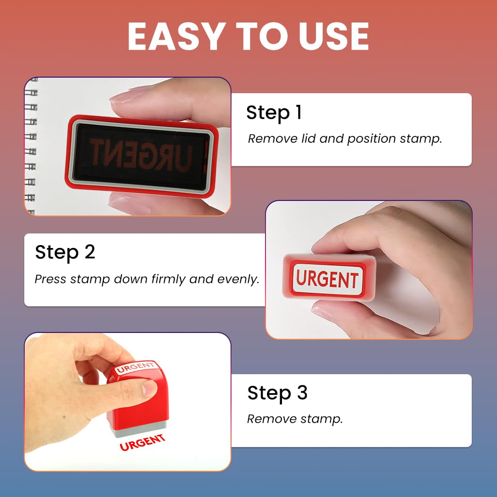 HASTHIP® 8PCS Self-Inking Office Stamps Set,Business Rubber Stamps in Red & Blue Ink,Paid Copy Scanned Faxed Approved Completed Message Work with Storage Tray Multicolor for Documents & Office